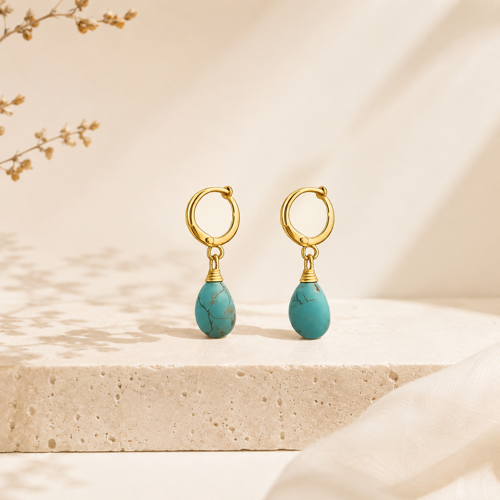 Turquoise powder stone earrings