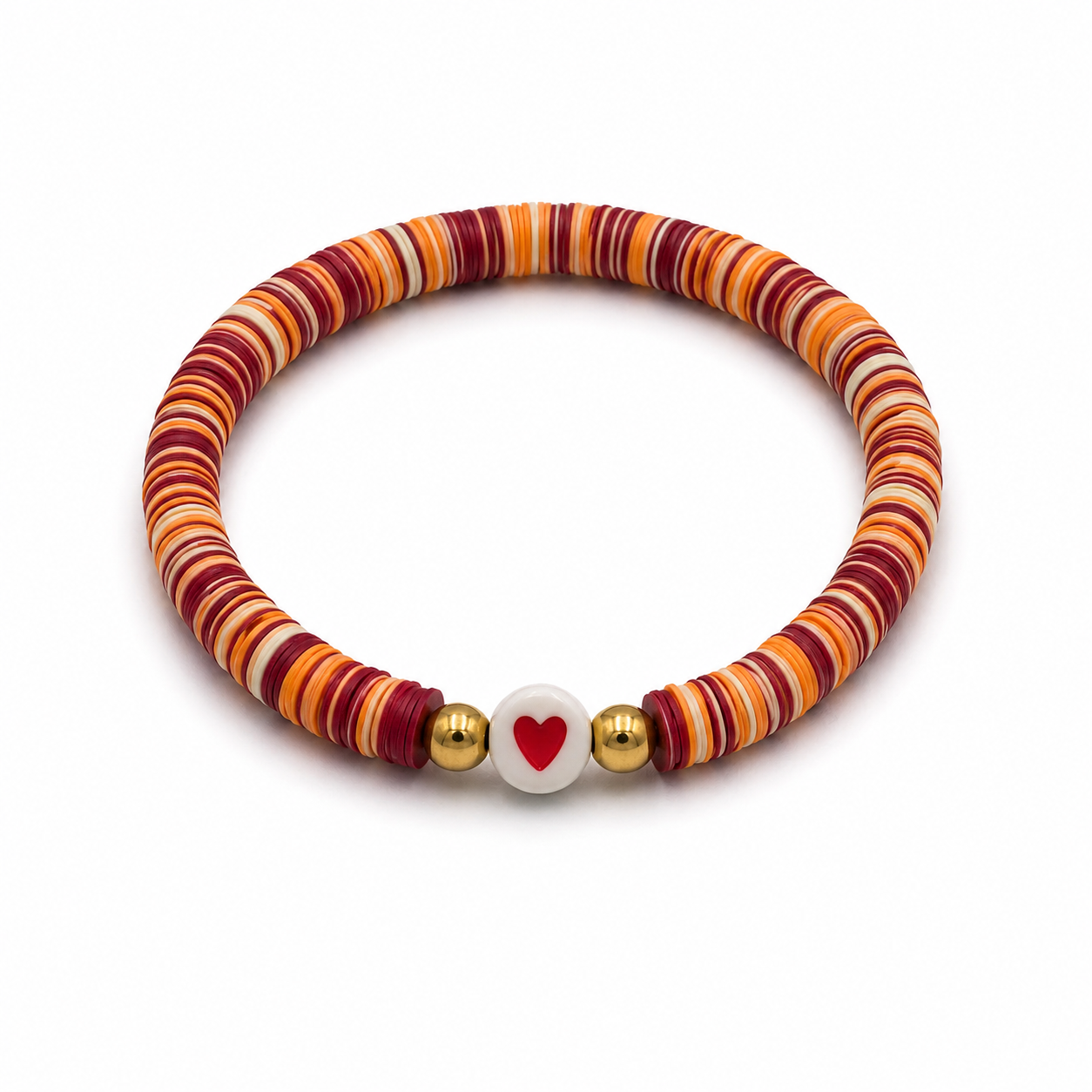 Red/orange Bracet with Heart Charm