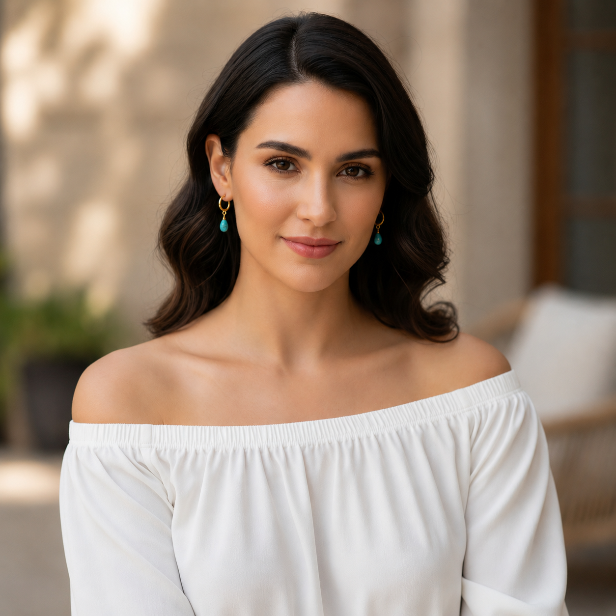 Turquoise powder stone earrings