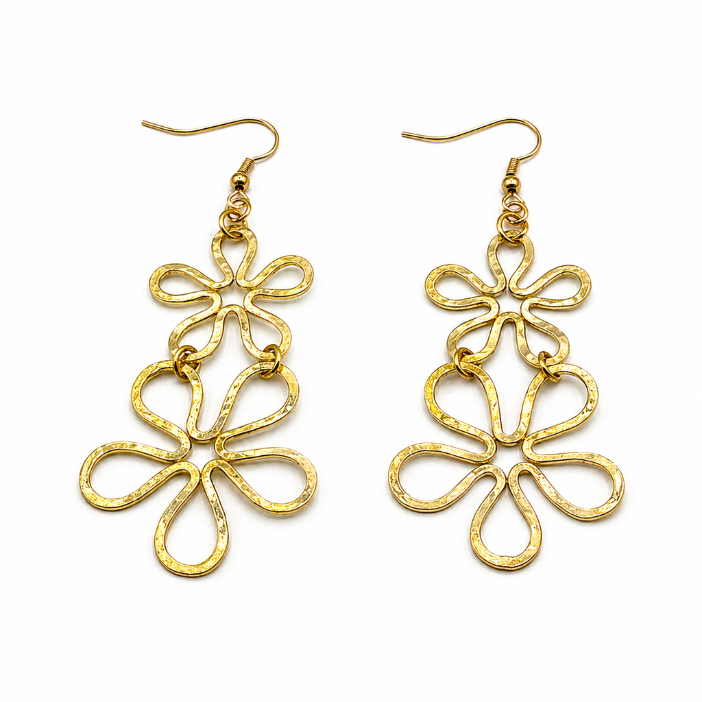 Hammered flower earrings