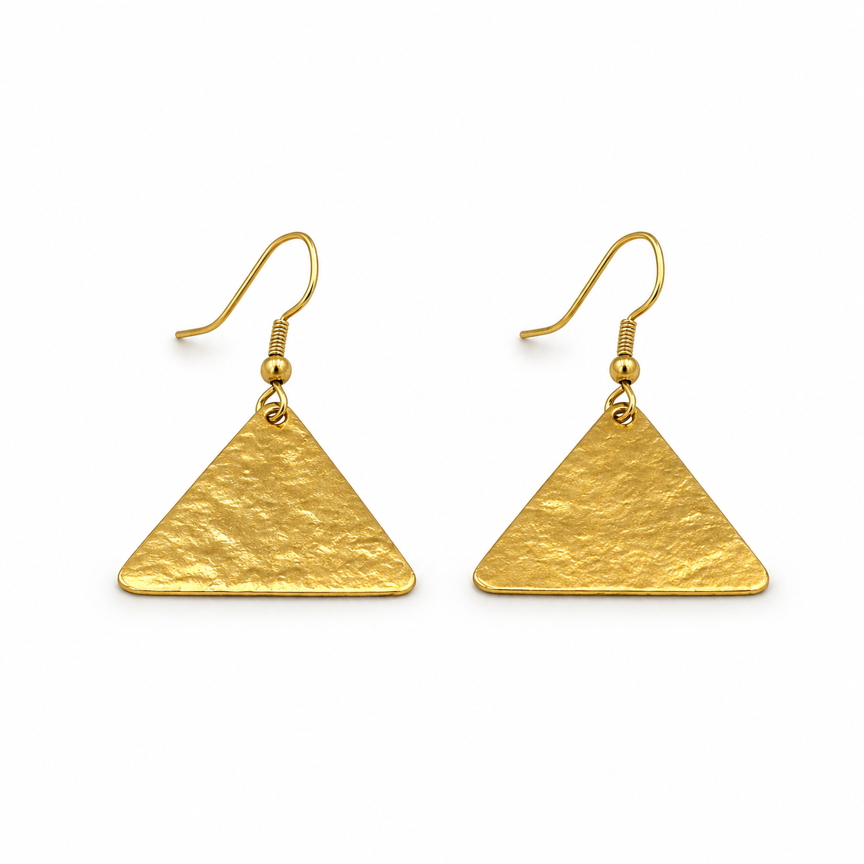 Modern hammered triangle earrings