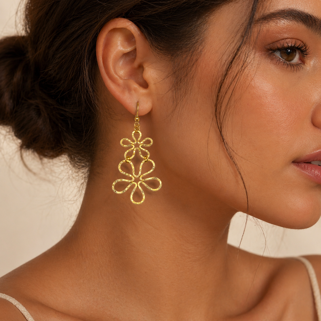 Hammered flower earrings