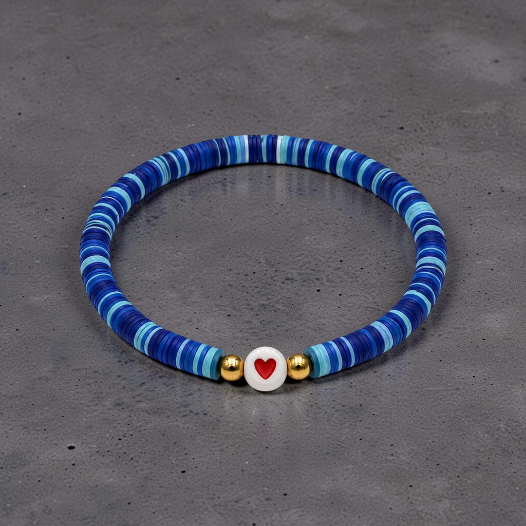 Blue Gradient Bracelet with Heart Charm