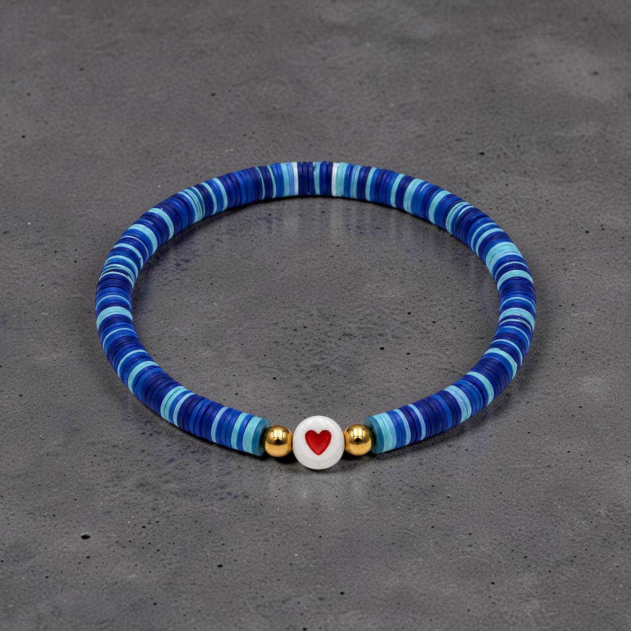 Blue Gradient Bracelet with Heart Charm