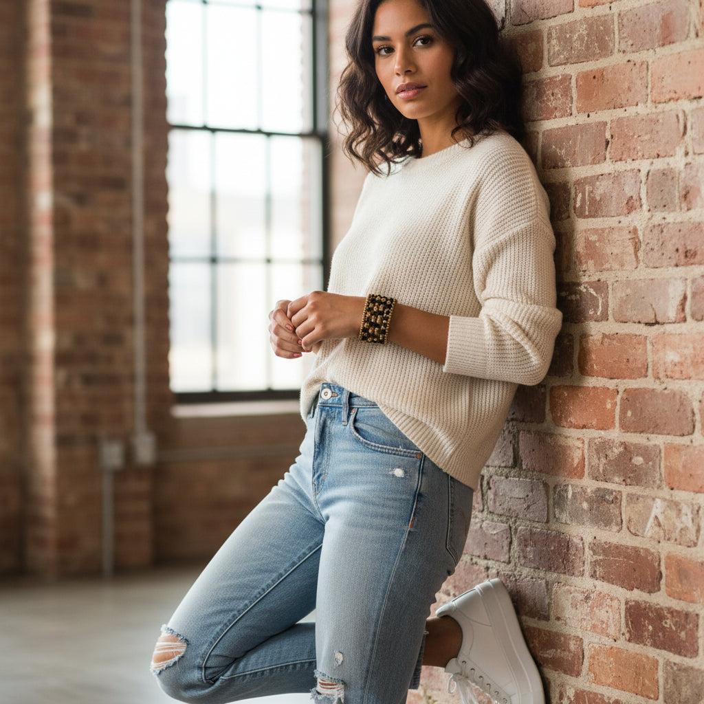 bronze and black bracelet