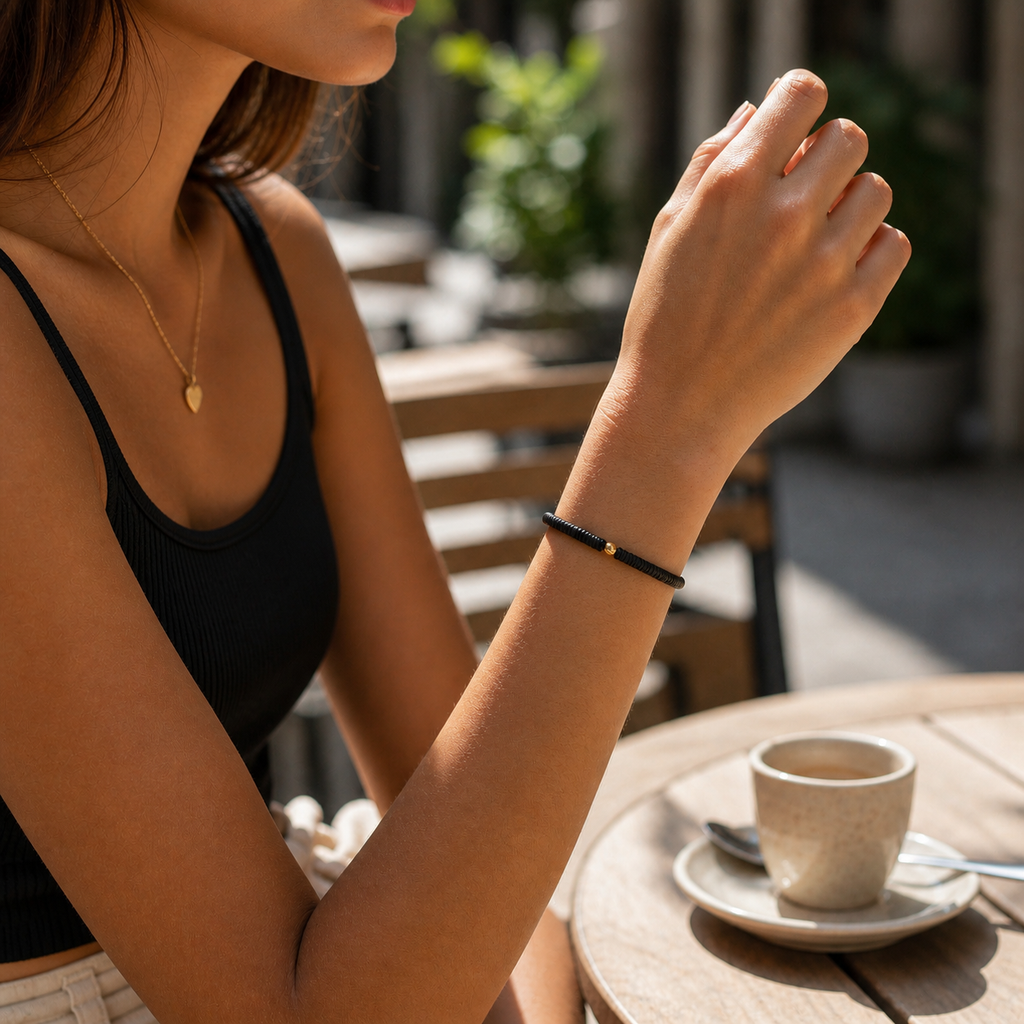 Minimalist Black Stretch Bracelet